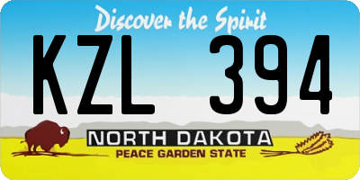 ND license plate KZL394
