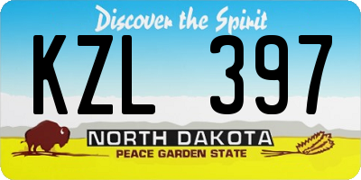 ND license plate KZL397