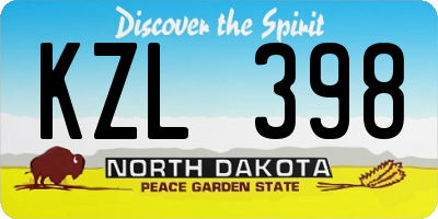ND license plate KZL398