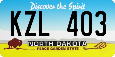 ND license plate KZL403