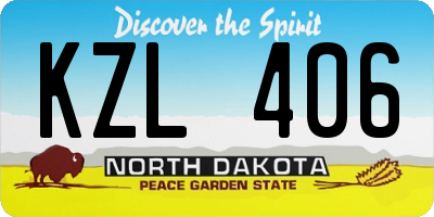 ND license plate KZL406