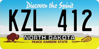ND license plate KZL412