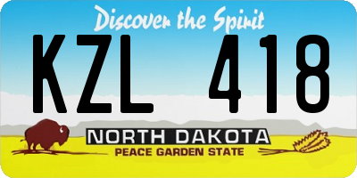 ND license plate KZL418