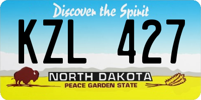 ND license plate KZL427