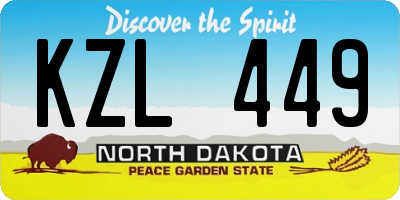 ND license plate KZL449