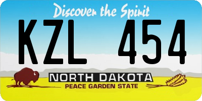 ND license plate KZL454