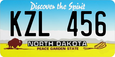 ND license plate KZL456