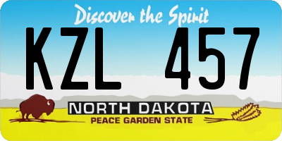 ND license plate KZL457