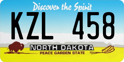 ND license plate KZL458