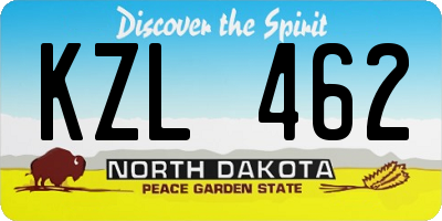 ND license plate KZL462