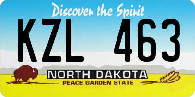 ND license plate KZL463