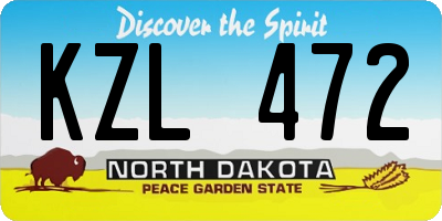 ND license plate KZL472