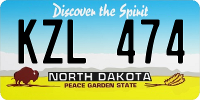 ND license plate KZL474