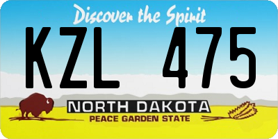 ND license plate KZL475