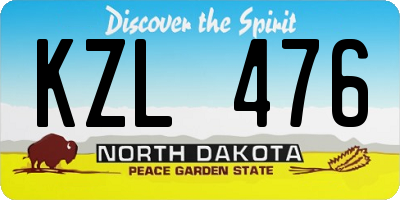 ND license plate KZL476