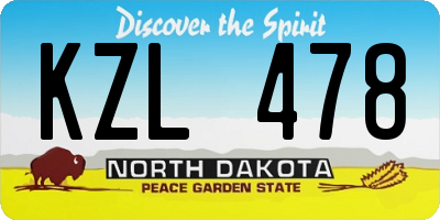 ND license plate KZL478