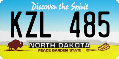 ND license plate KZL485