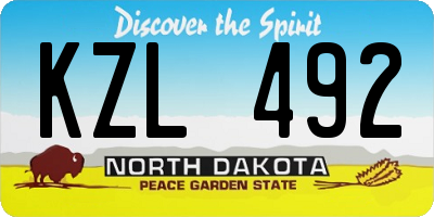 ND license plate KZL492