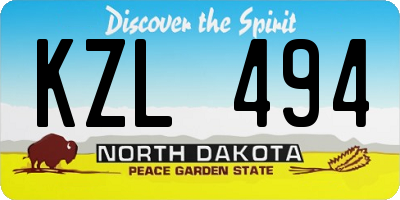 ND license plate KZL494