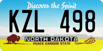 ND license plate KZL498