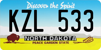 ND license plate KZL533