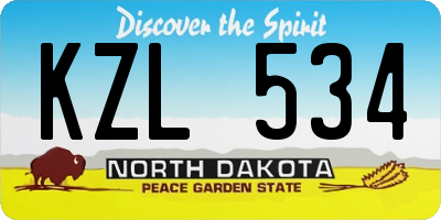ND license plate KZL534