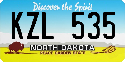 ND license plate KZL535