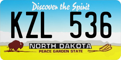 ND license plate KZL536
