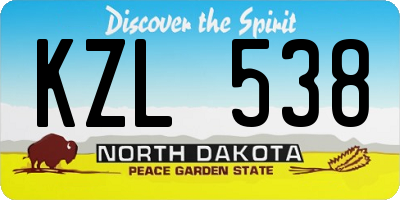 ND license plate KZL538