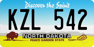 ND license plate KZL542