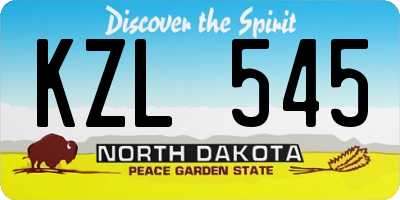 ND license plate KZL545