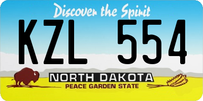 ND license plate KZL554