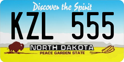 ND license plate KZL555