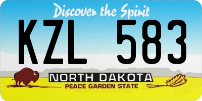 ND license plate KZL583