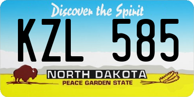 ND license plate KZL585
