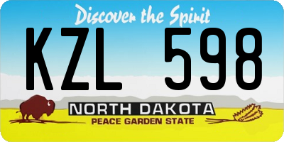 ND license plate KZL598
