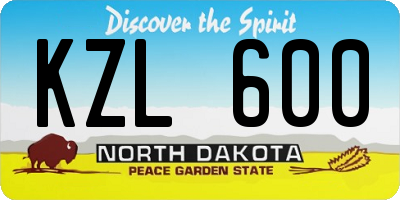 ND license plate KZL600