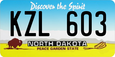 ND license plate KZL603