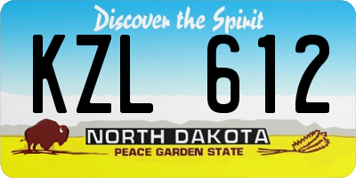 ND license plate KZL612