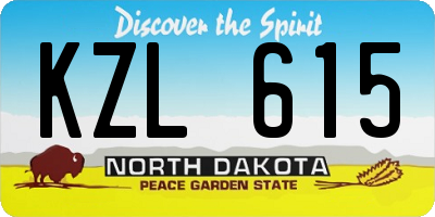 ND license plate KZL615