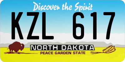 ND license plate KZL617
