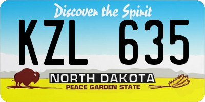 ND license plate KZL635