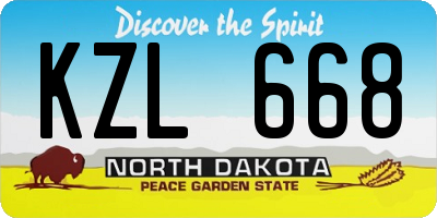 ND license plate KZL668