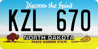 ND license plate KZL670