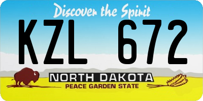 ND license plate KZL672