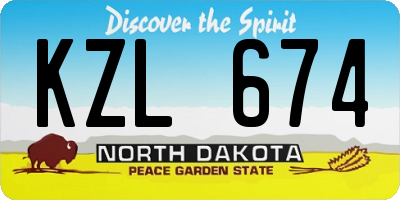 ND license plate KZL674