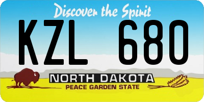 ND license plate KZL680
