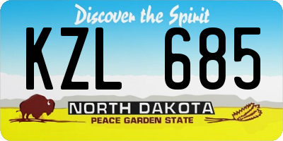 ND license plate KZL685