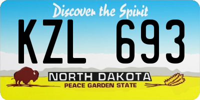 ND license plate KZL693