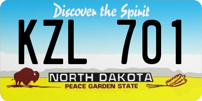 ND license plate KZL701